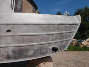 Grit Blasted Narrowboat Bow